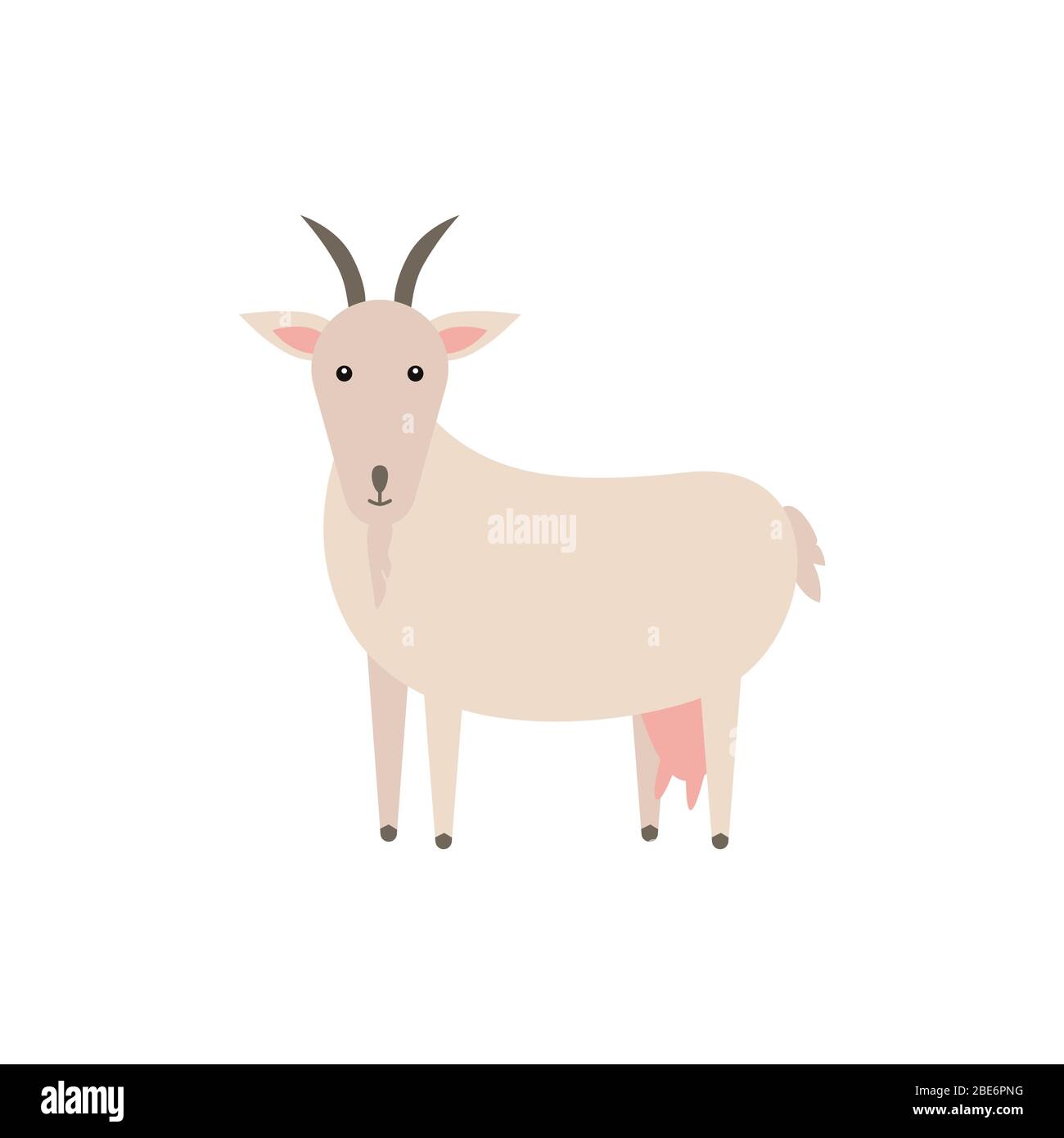 Goat vector flat illustration isolated on white background. Domestic animal. Farm animal goat cartoon character. Stock Vector