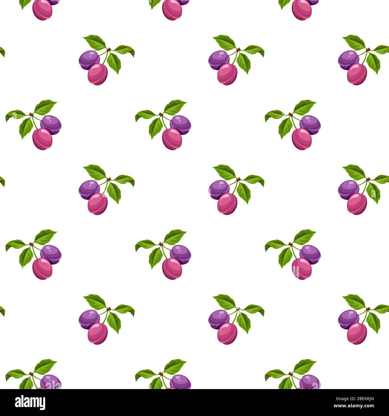 Vector seamless pattern with branches of plums on a white background ...