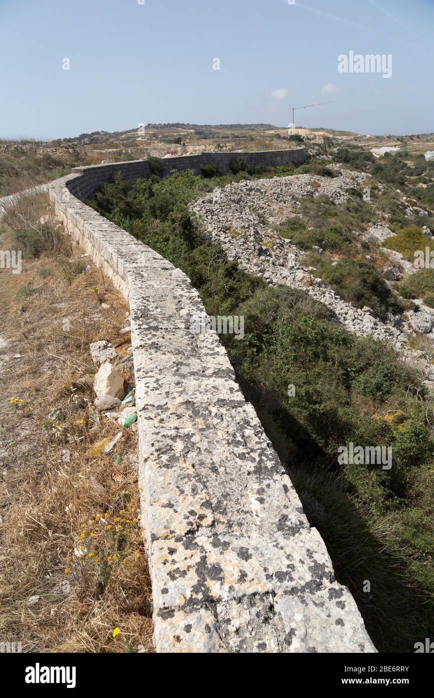 Victoria Lines or the North West Front military defences, Malta Stock Photo