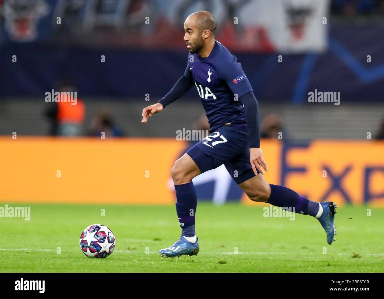 Leipzig, Germany. 10th Mar, 2020. Football: Champions League, Round of 16, RB Leipzig - Tottenham Hotspur in the Red Bull Arena. Tottenham's Lucas Moura on the ball. Credit: Jan Woitas/dpa-Zentralbild/dpa/Alamy Live News Stock Photo
