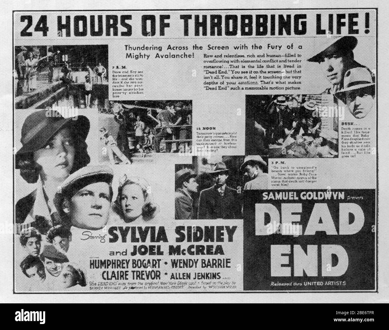 SYLVIA SIDNEY JOEL McCREA HUMPHREY BOGART ad CLAIRE TREVOR in DEAD END ...