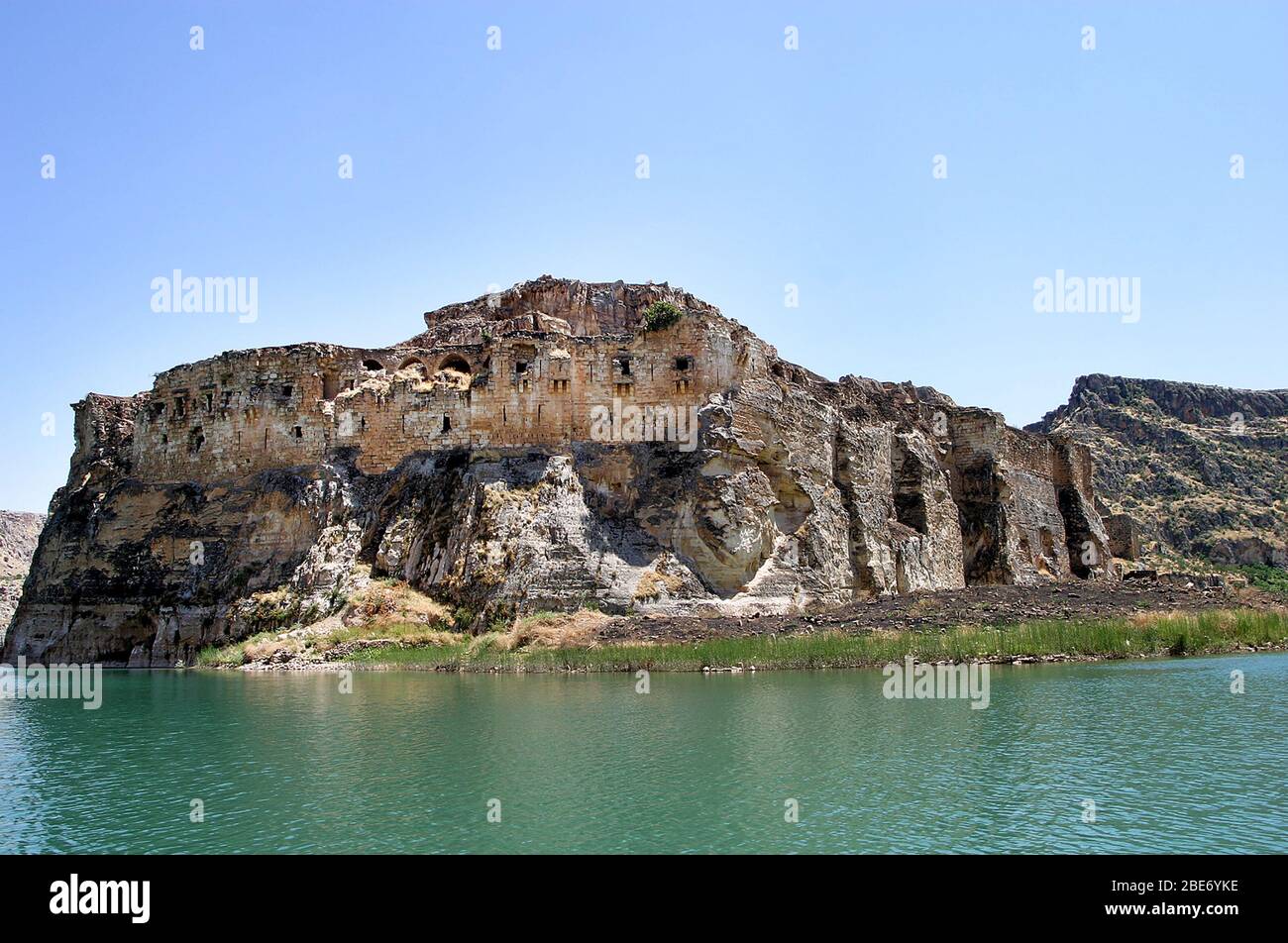 Abandoned Castle (Rum Kale) at Firat River (Euphrates River) in Halfeti, Gaziantep, Turkey. Stock Photo