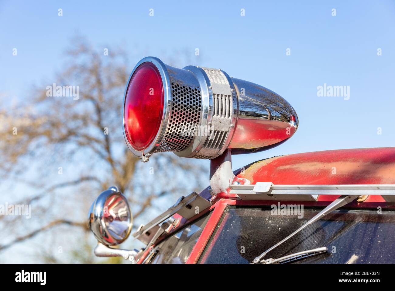 Classic sire and light on an old fire truck Stock Photo