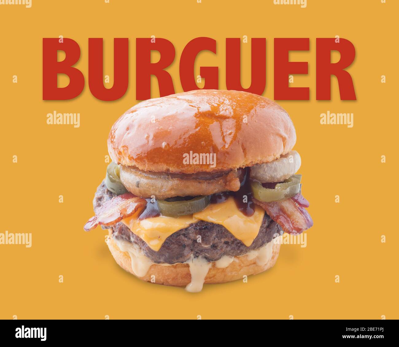 hamburger applied to notice design or promotional sign Stock Photo