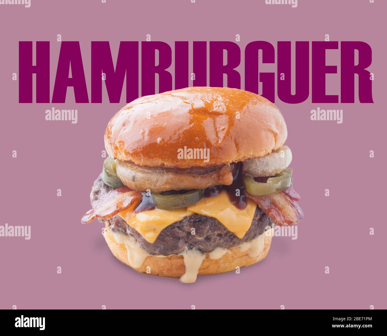 hamburger applied to notice design or promotional sign Stock Photo