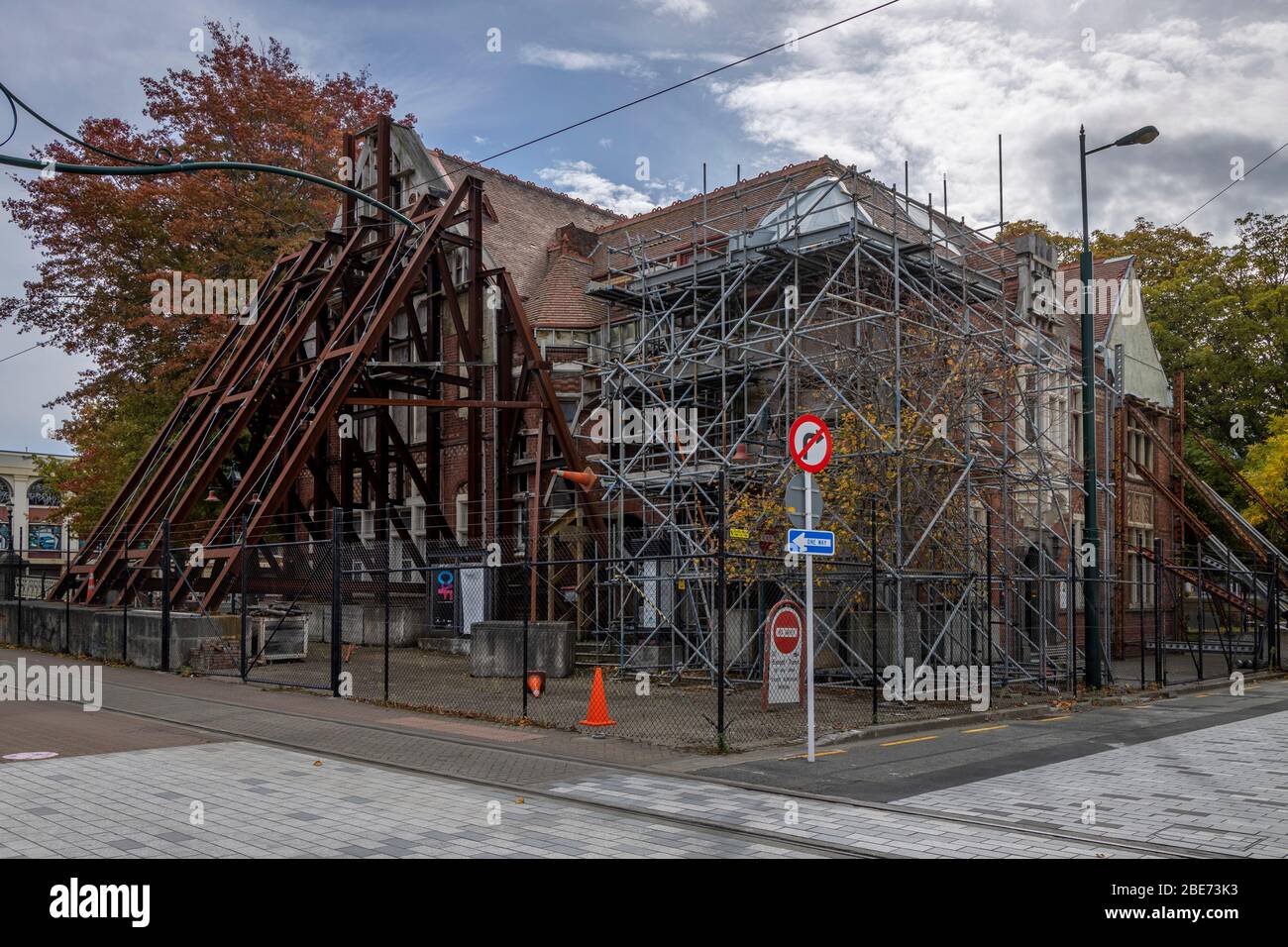 The badly earthquake damaged 1904 Christchurch Cathedral, Christchurch, New Zealand. Awaiting restoration following the 2011 quake. Stock Photo