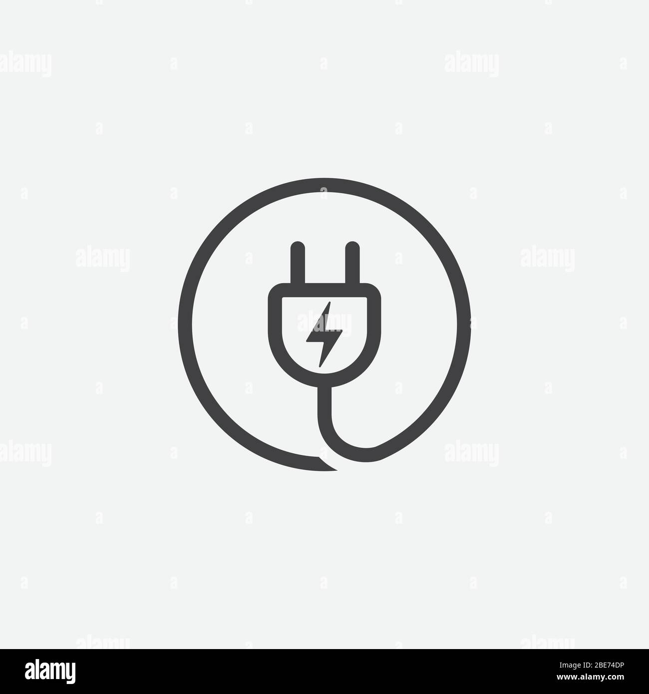 Electric plug sign icon, Power energy symbol, Plug Curve Icon