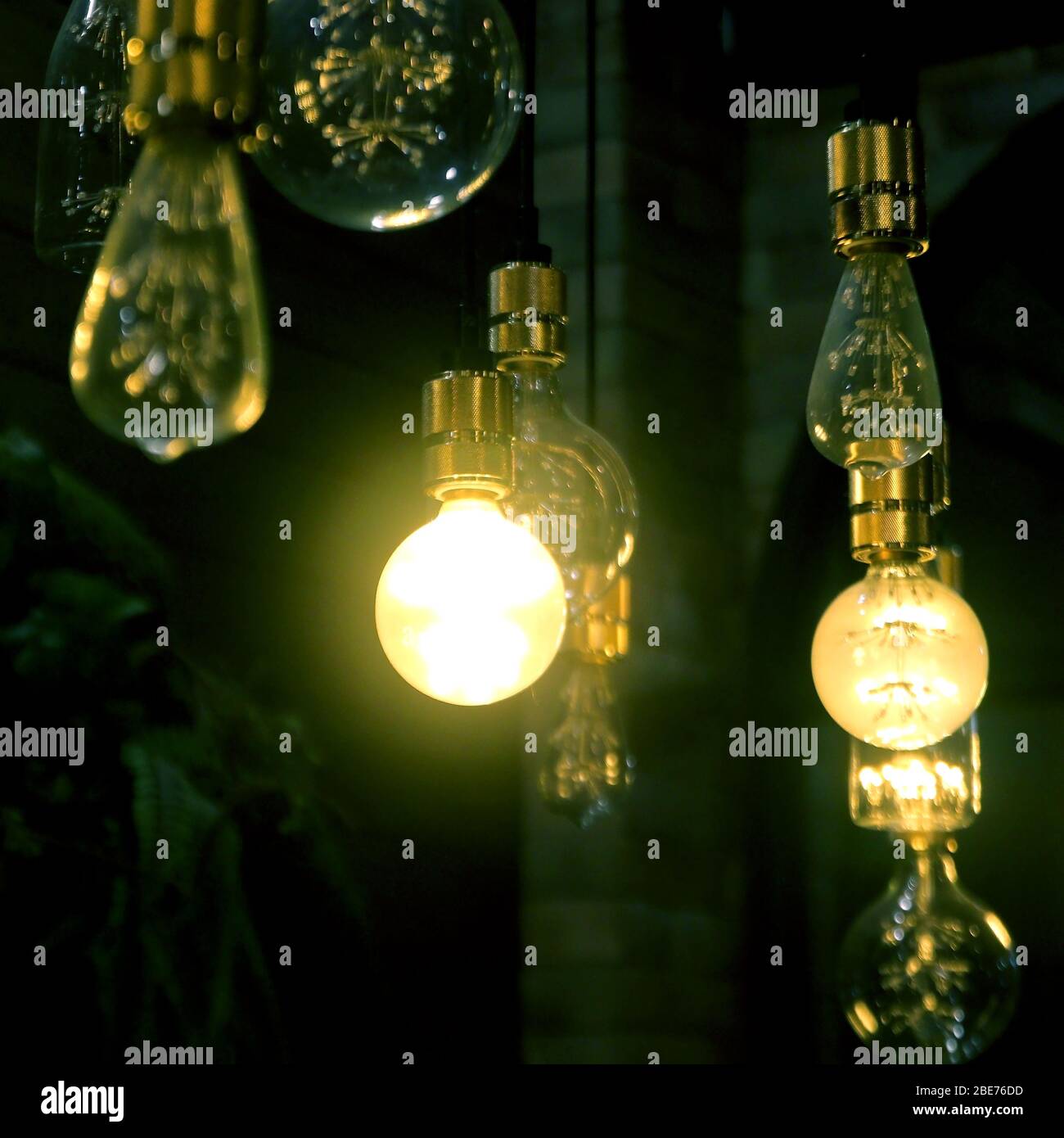 pile of LED light bulbs are decorated on the ceiling Stock Photo Alamy