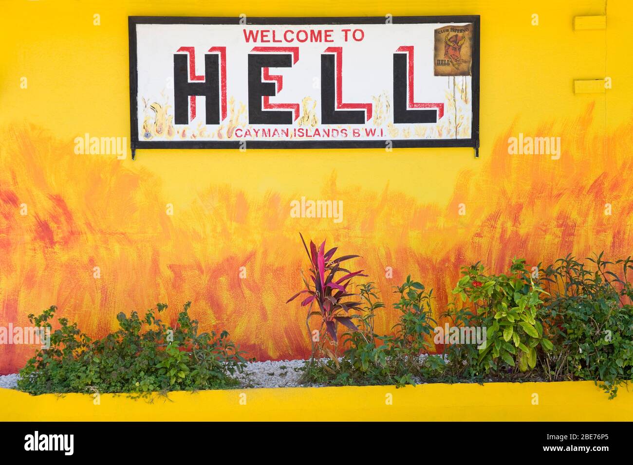 Sign in Hell, Grand Cayman, Cayman Islands, Greater Antilles, Caribbean Stock Photo