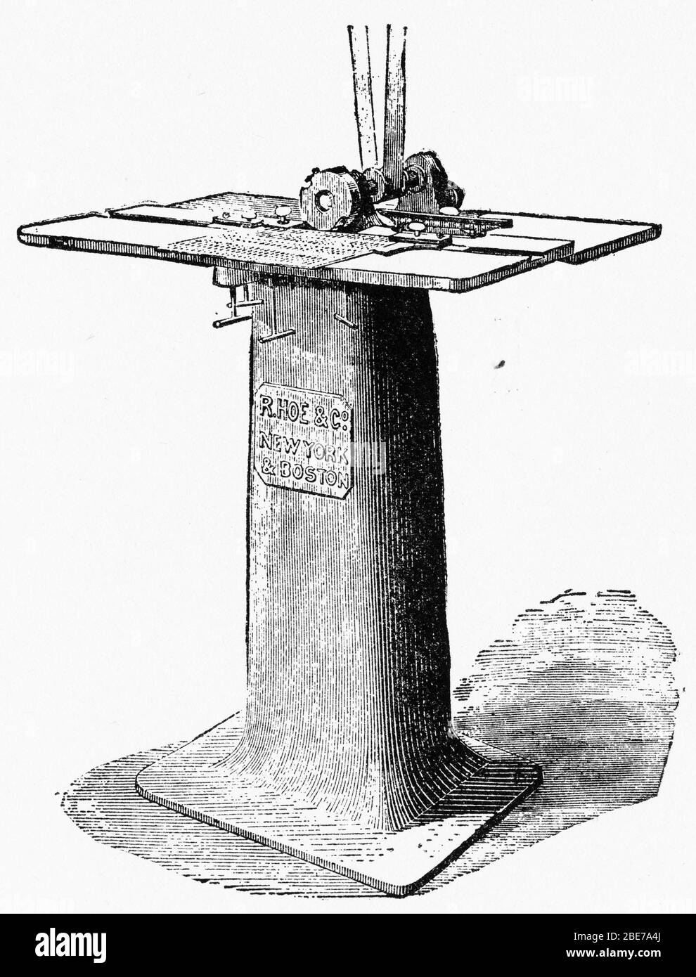 Engraving of an american-made beveling machine, used in the printing trade Stock Photo
