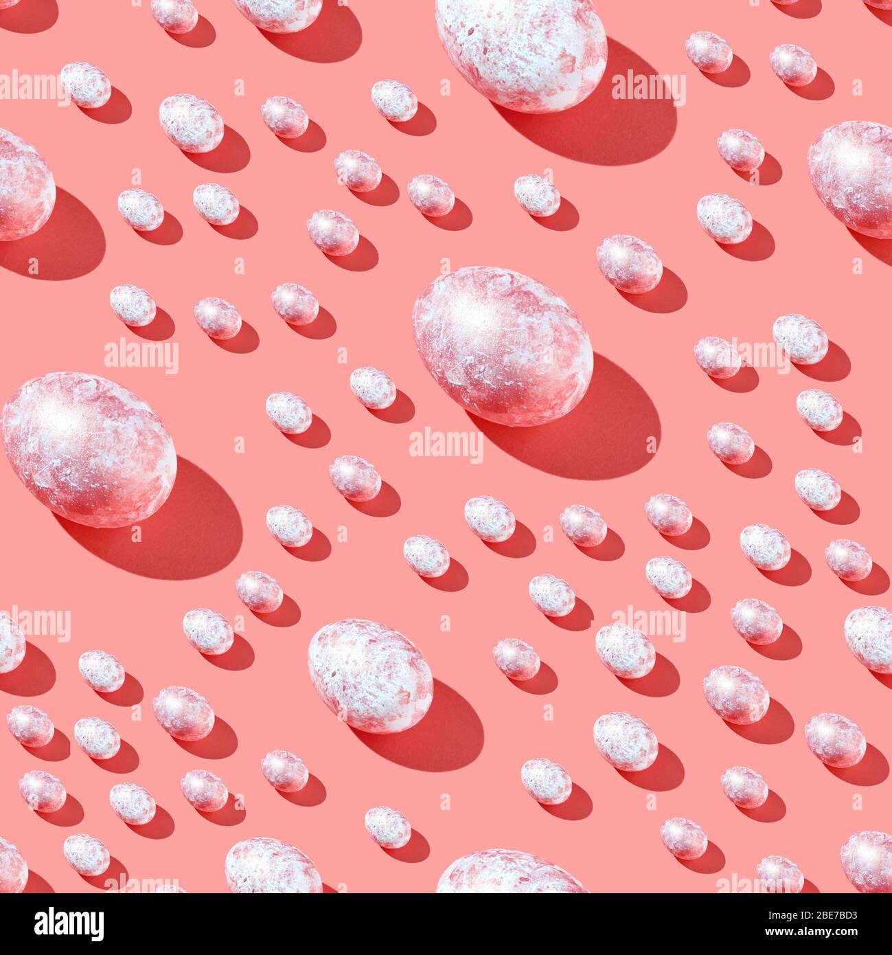 Eggs set. Food protein. Colorful bright background. Hard shadow. Easter pattern Stock Photo