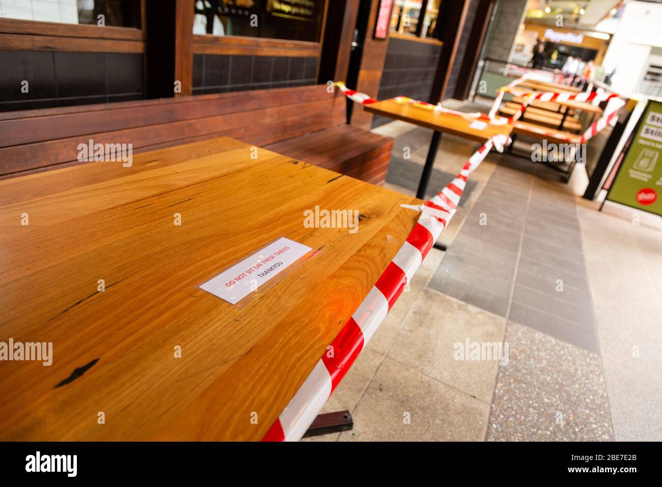 Melbourne, Australia, 12 April, 2020. Outdoor dining is banned during