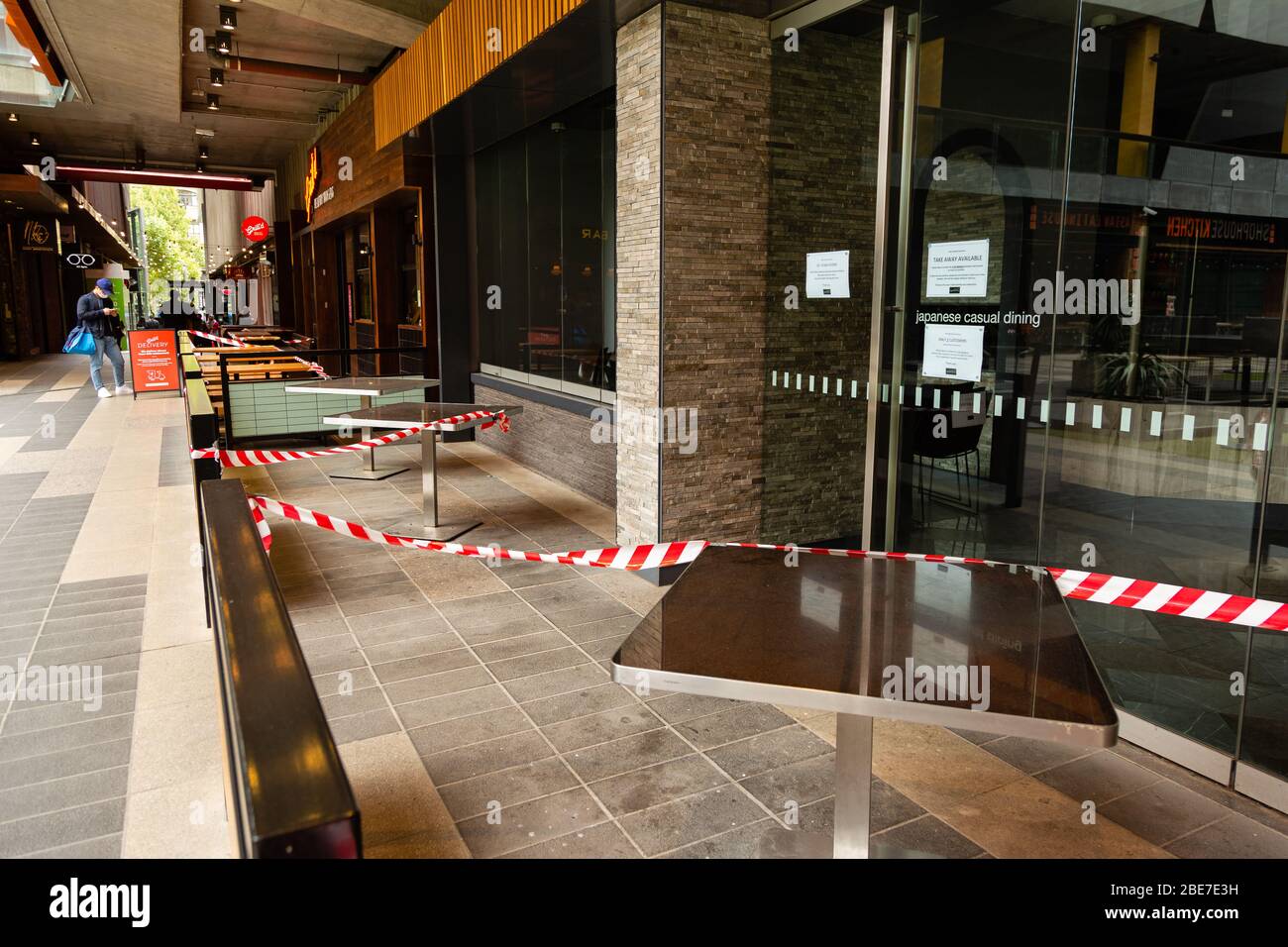 Melbourne, Australia, 12 April, 2020. Outdoor dining is banned during