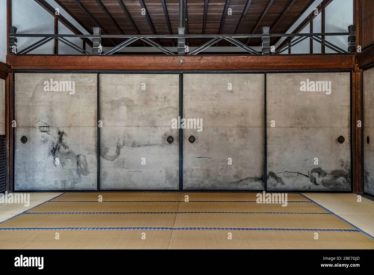 Ink painting on a fusuma, Kenninji Temple, Higashiyama, Kyoto, Japan