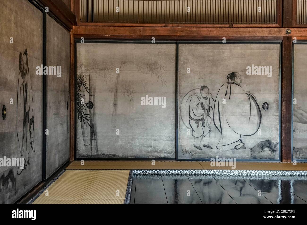 Ink painting on a fusuma, Kenninji Temple, Higashiyama, Kyoto, Japan