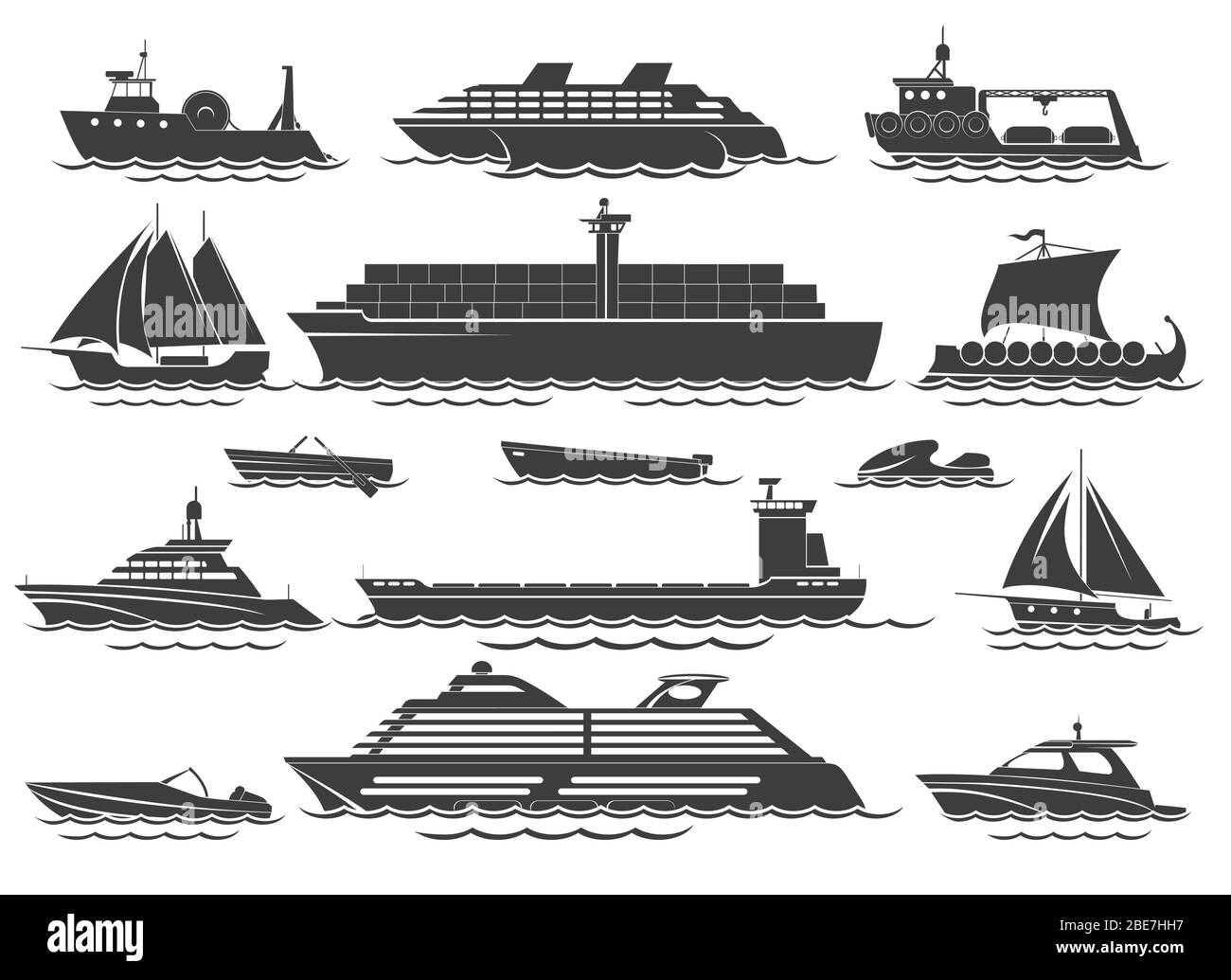 Silhouette of vessels Stock Vector
