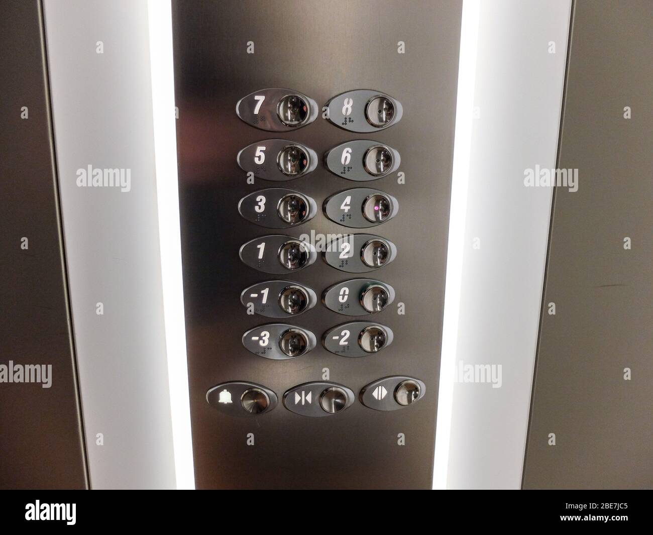 Buttons with floors numbers in an elevator / lift Stock Photo Alamy