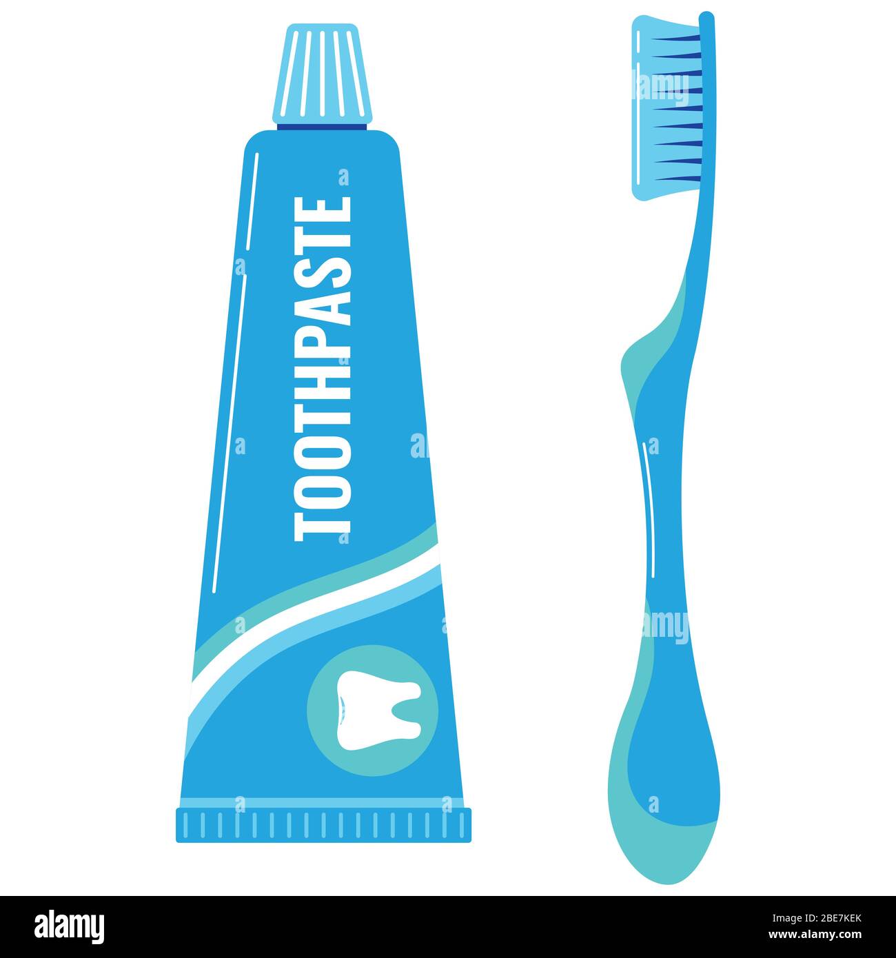 Toothpaste and toothbrush vector icon set isolated on white background