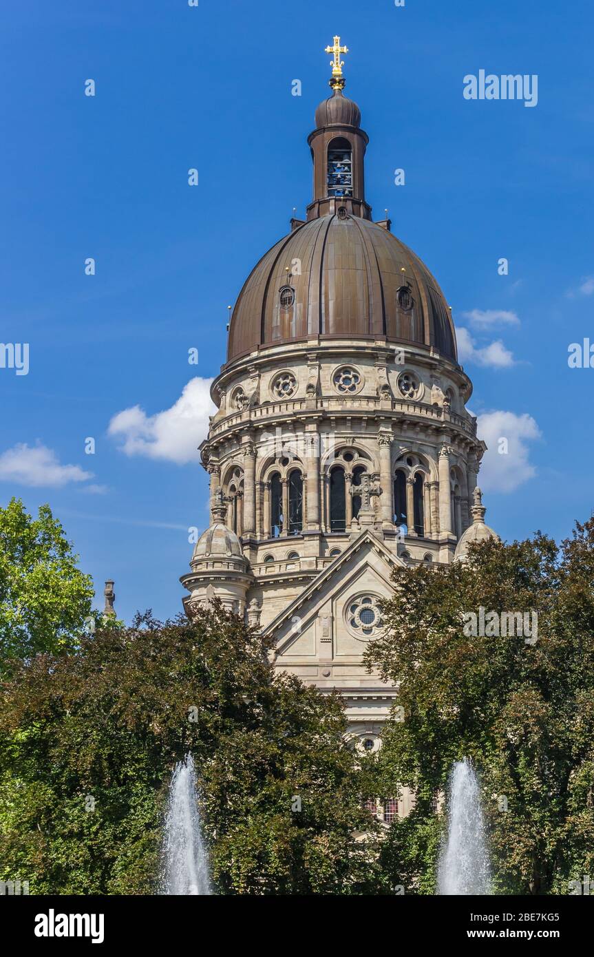Dome of the historic Christuskirche church in Mainz, Germany Stock