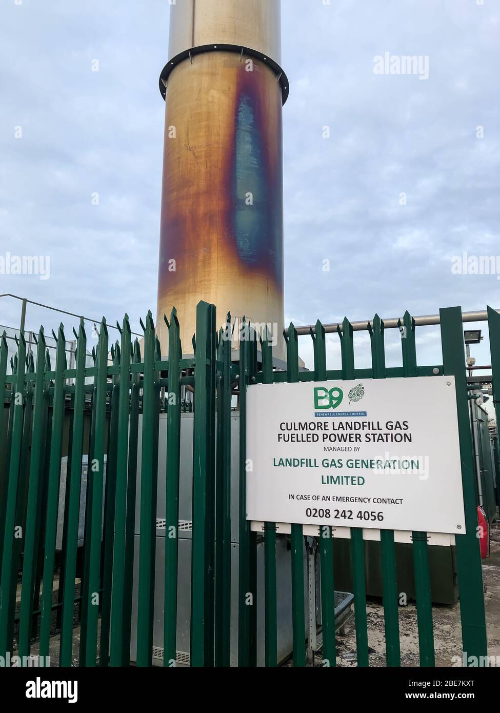 Culmore, UK - April 10, 2020: The landfill gas electric generation station at Culmore landfill park just out side the city of derry Stock Photo
