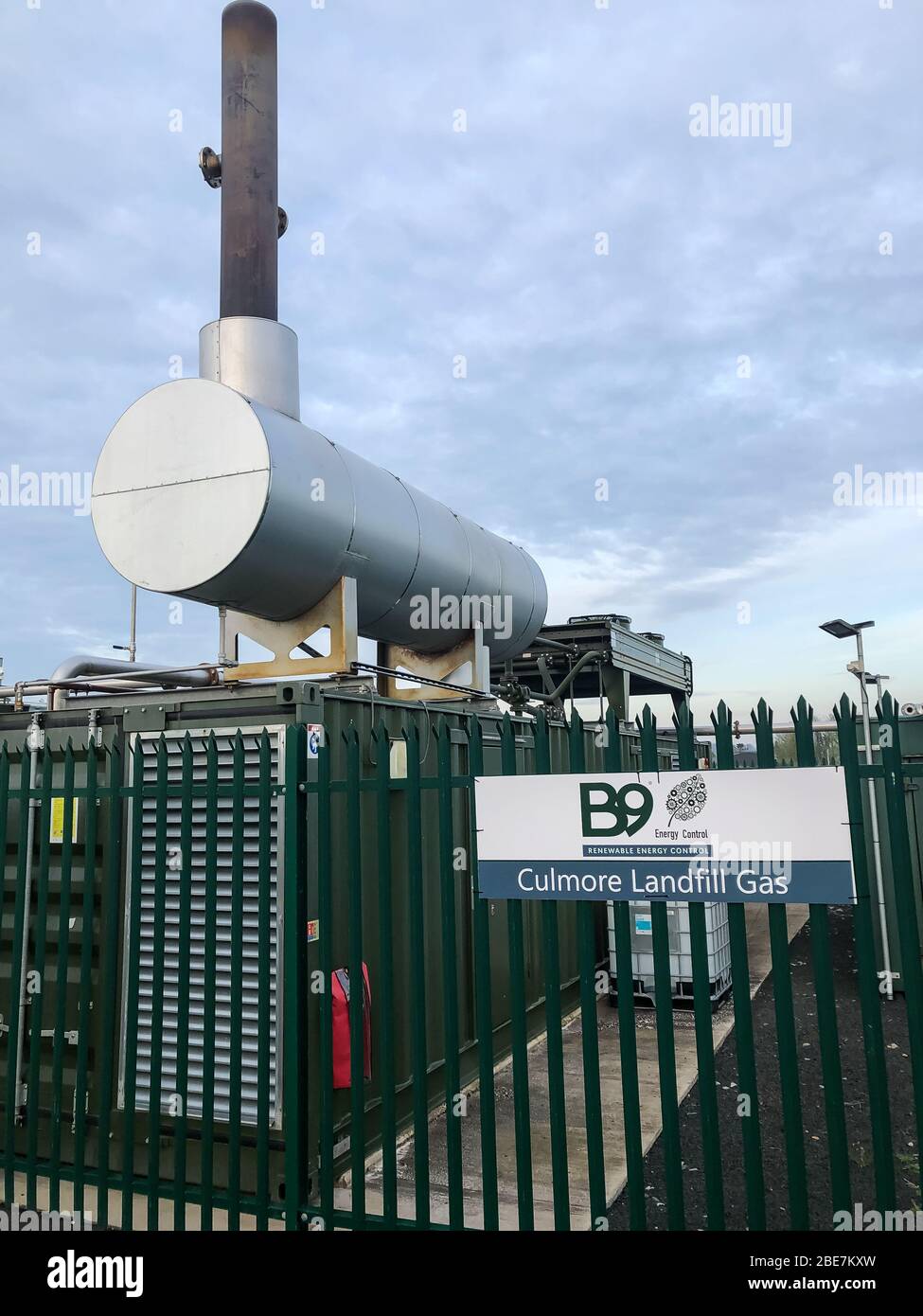 Culmore, UK - April 10, 2020: The landfill gas electric generation station at Culmore landfill park just out side the city of derry Stock Photo
