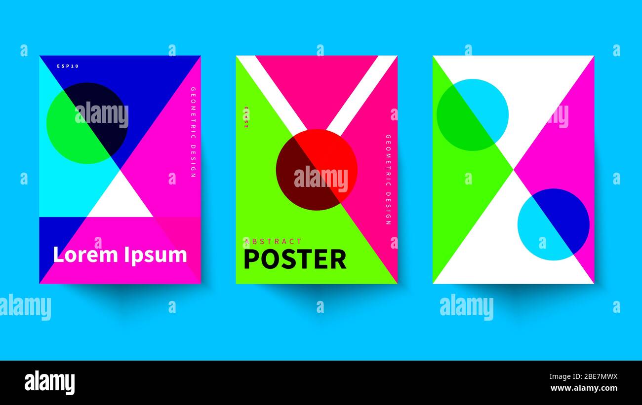 Bauhaus Minimal Posters With Simpe Shapes Vivid Colors Backgrounds 