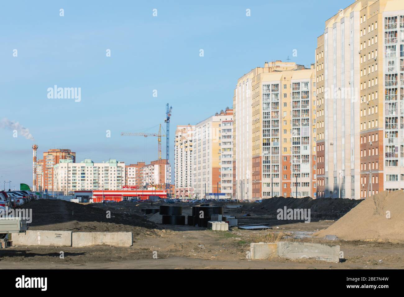Russian Basic Infrastructure process of laying main networks of domestic, industrial and stormwater ...