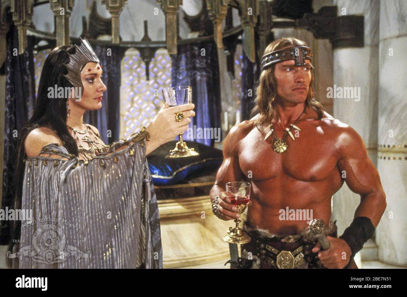 CONAN THE DESTROYER 1984 Universal Pictures film with Arnold Schwarzenegger and Sarah Douglas Stock Photo