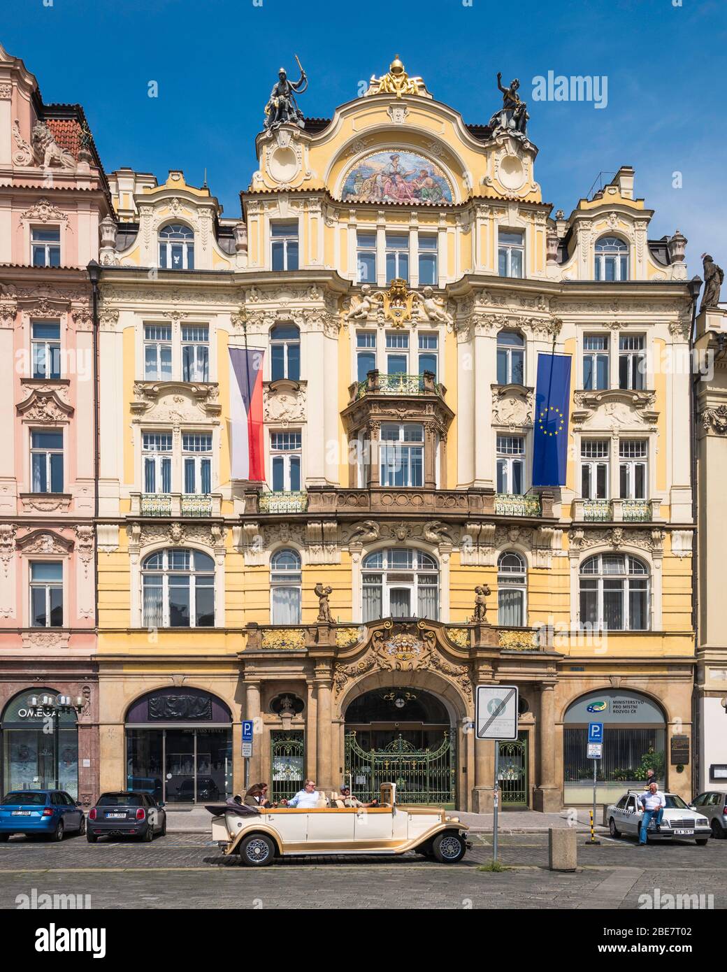 Pražská městská pojišťovna (1899-1901), 'Prague City Insurance Company' is an Art Nouveau building  in the Old Town Square, Prague, Czech Republic. Stock Photo