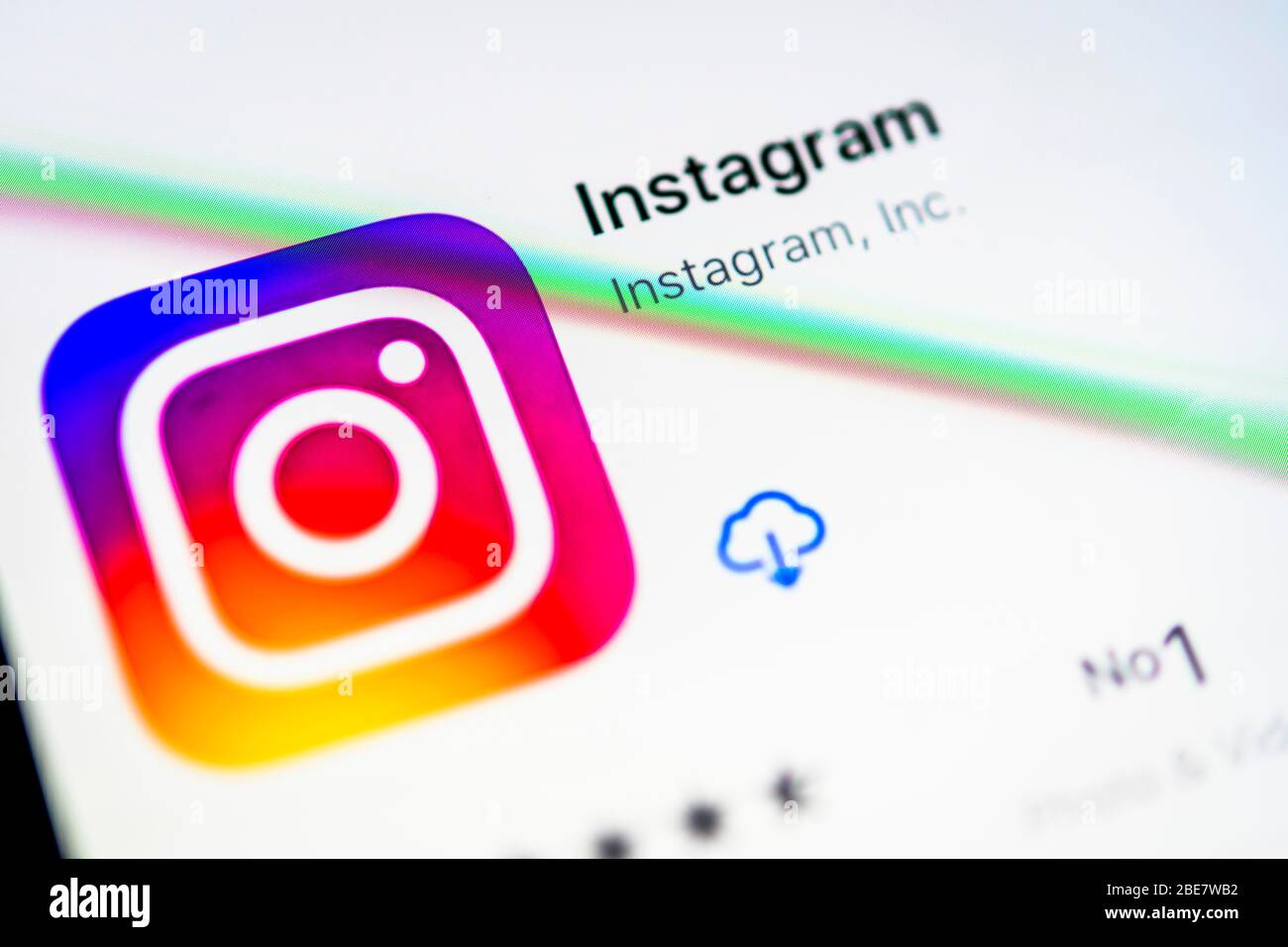 Instagram App, social network, app icon, display on screen of mobile