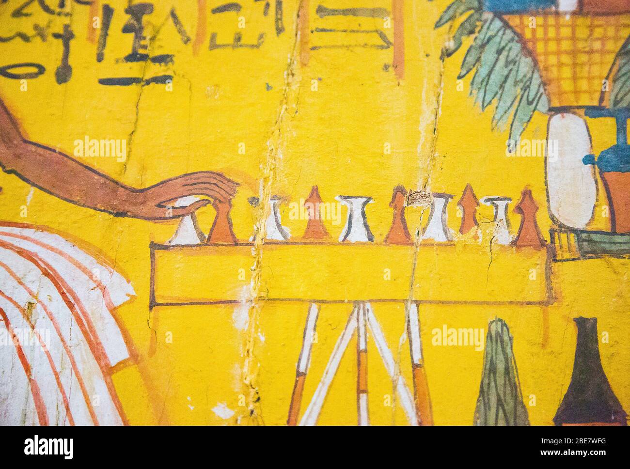 Egypt, Cairo, Egyptian Museum, from the tomb of Sennedjem, Deir el Medina : Door panel (recto), Sennedjem is playing the Senet game. Stock Photo