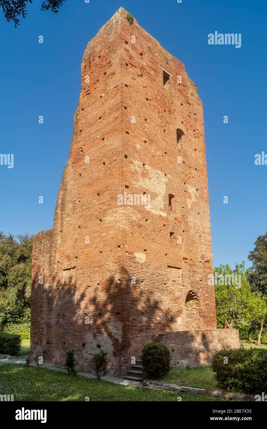 The ancient Torre di Mezzo of Parco Corsini, in the historic center of Fucecchio, Florence, Tuscany, Italy, on a sunny day Stock Photo