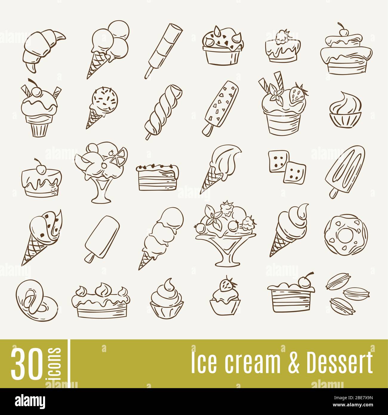 Flat icons in Ice Cream and Dessert info-graphic icons set Stock Vector ...