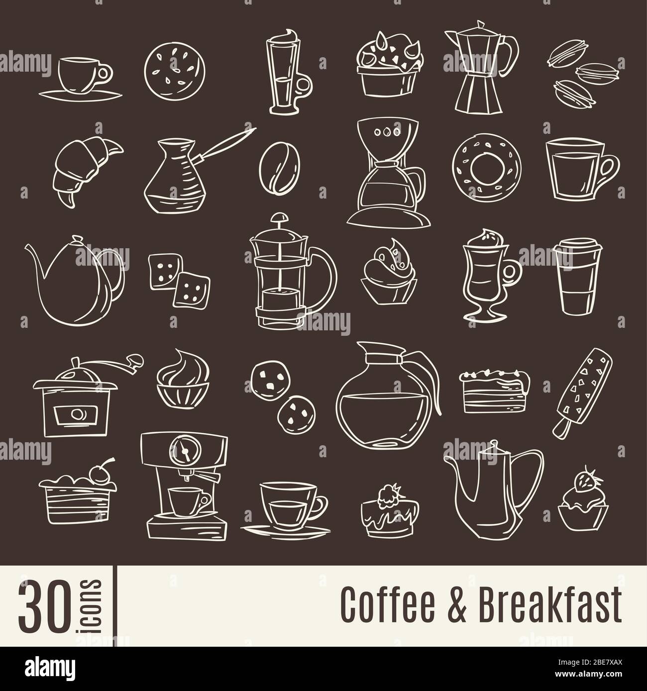 Flat icons Coffee and breakfast infographic icons set Stock Vector ...