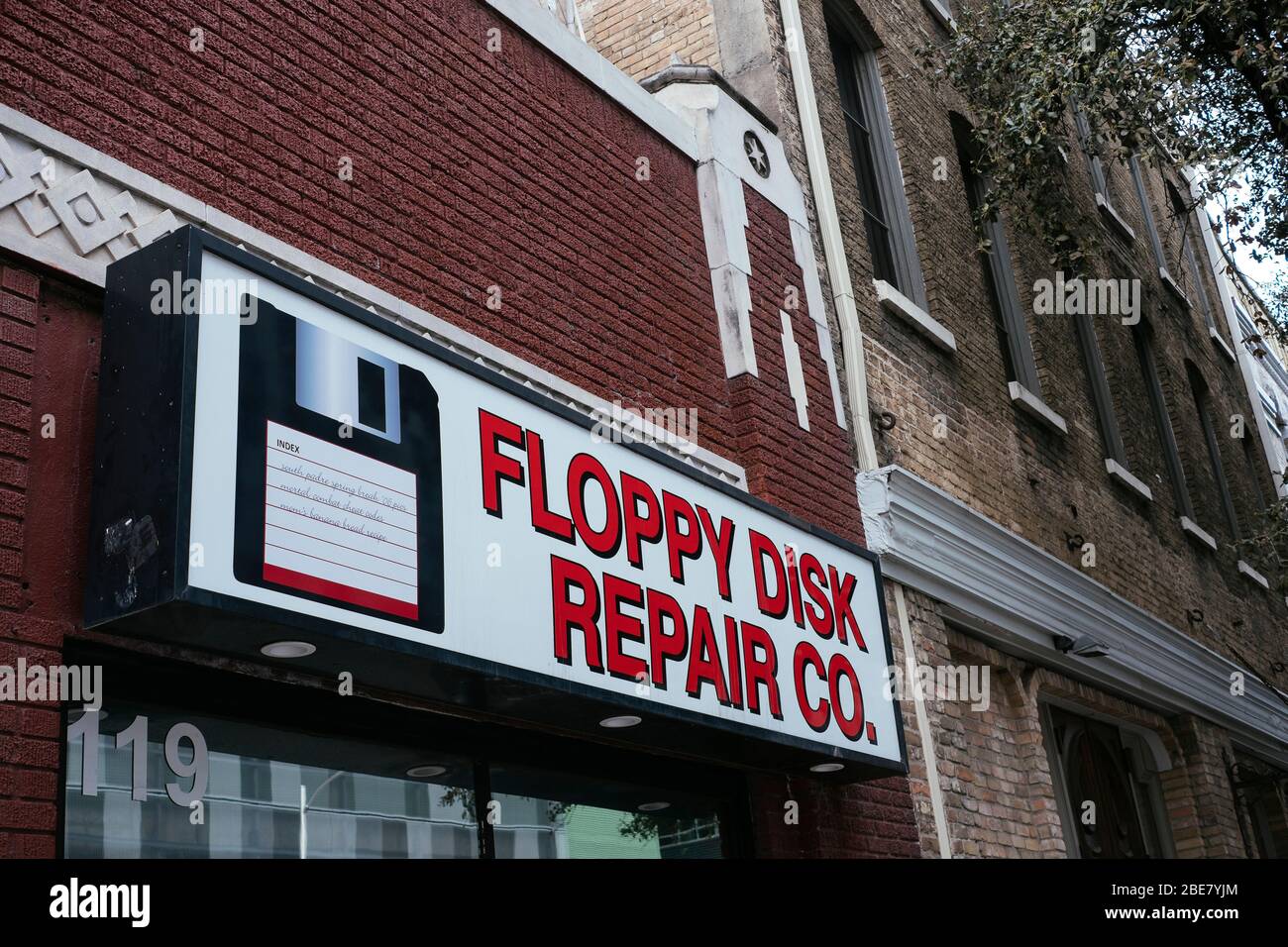 Floppy Disk Repair Co. shop in Austin, Texas Stock Photo Alamy