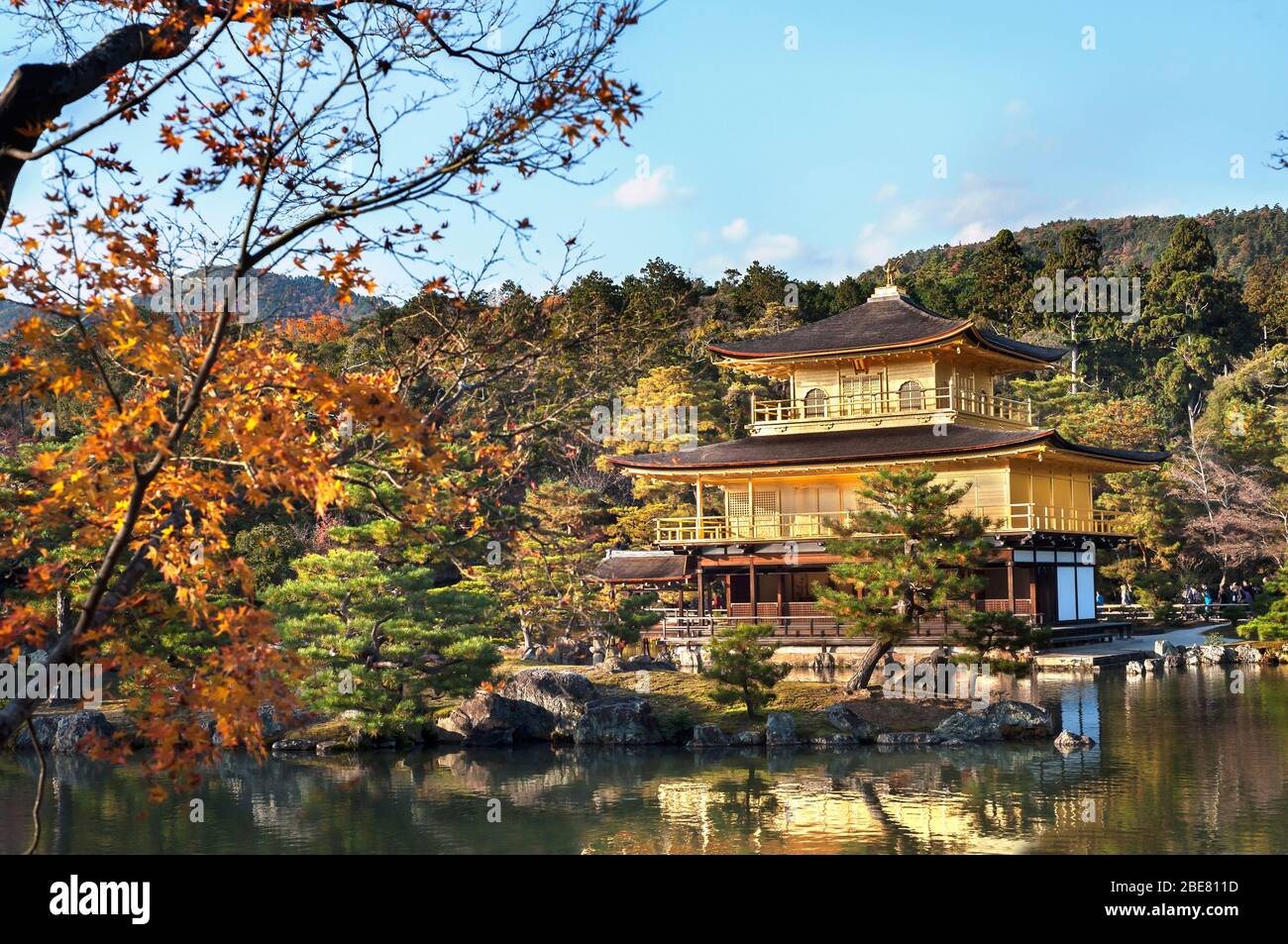 Autumn at the Golden Pavilion (Kinkaku-ji), Kyoto, Japan Stock Photo