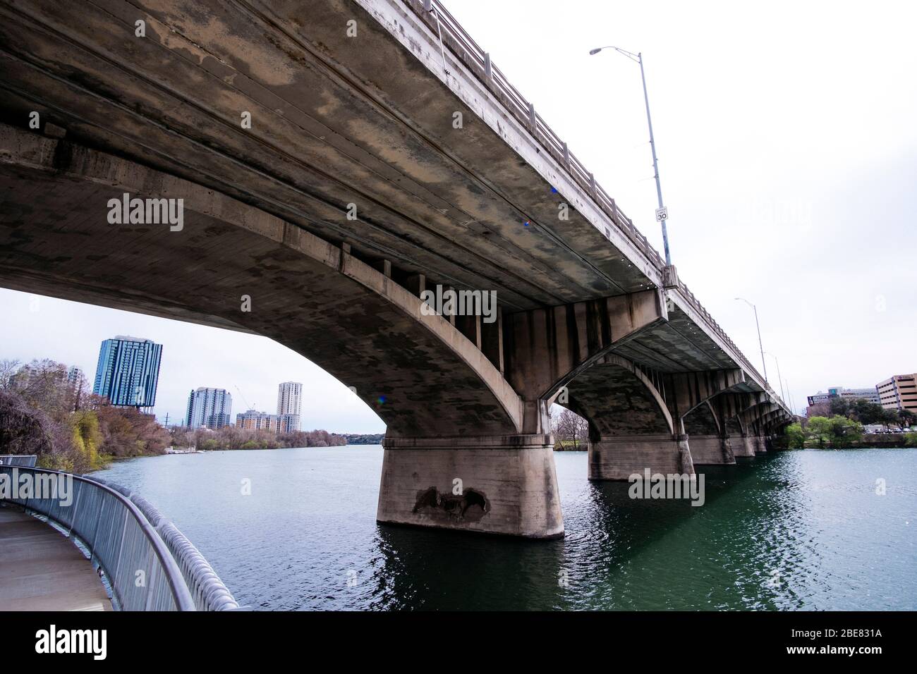 Pedestrian walkway under the Ann W. Richards Congress Avenue Bridge in ...