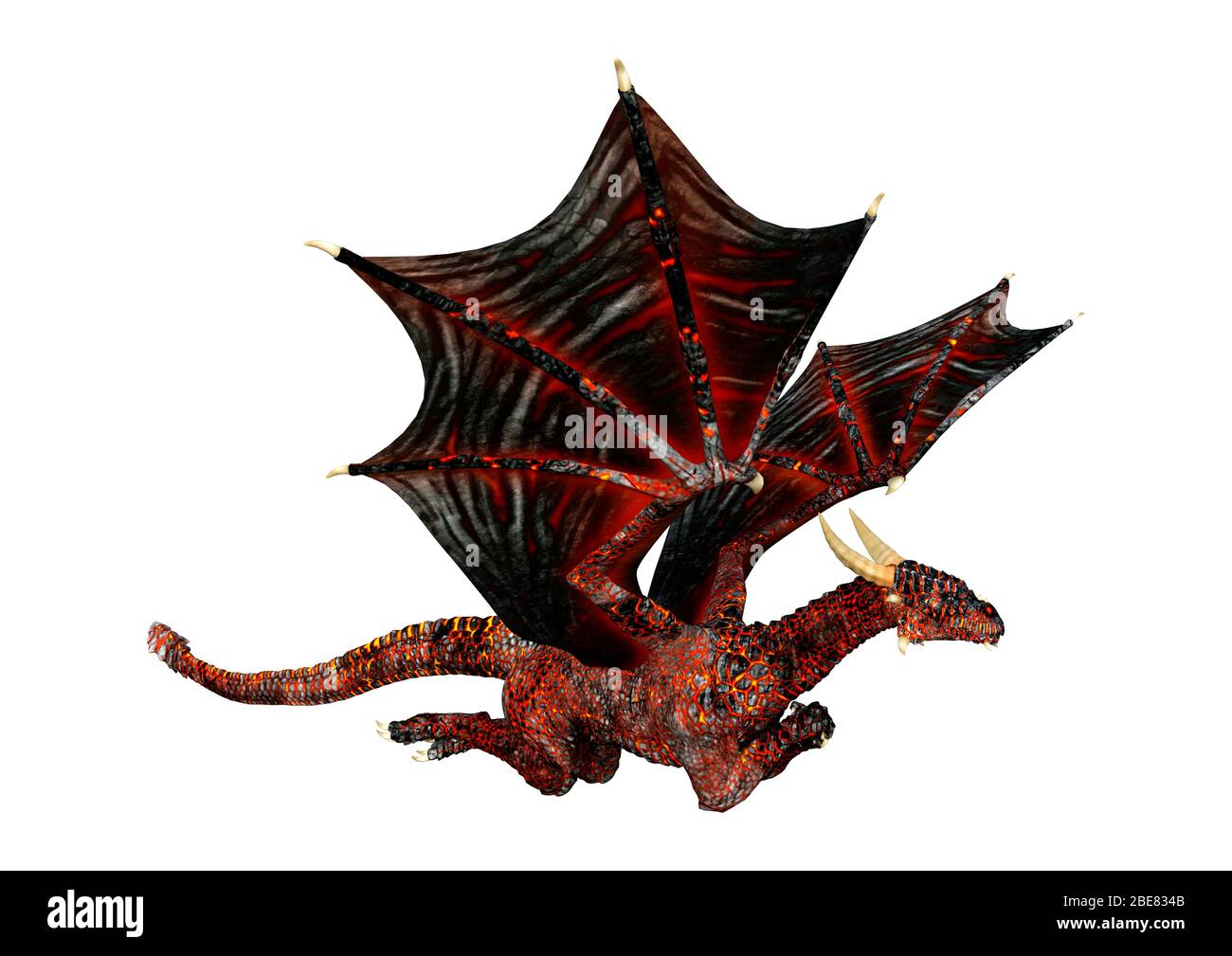 3D rendering of a fantasy dragon isolated on white background Stock ...