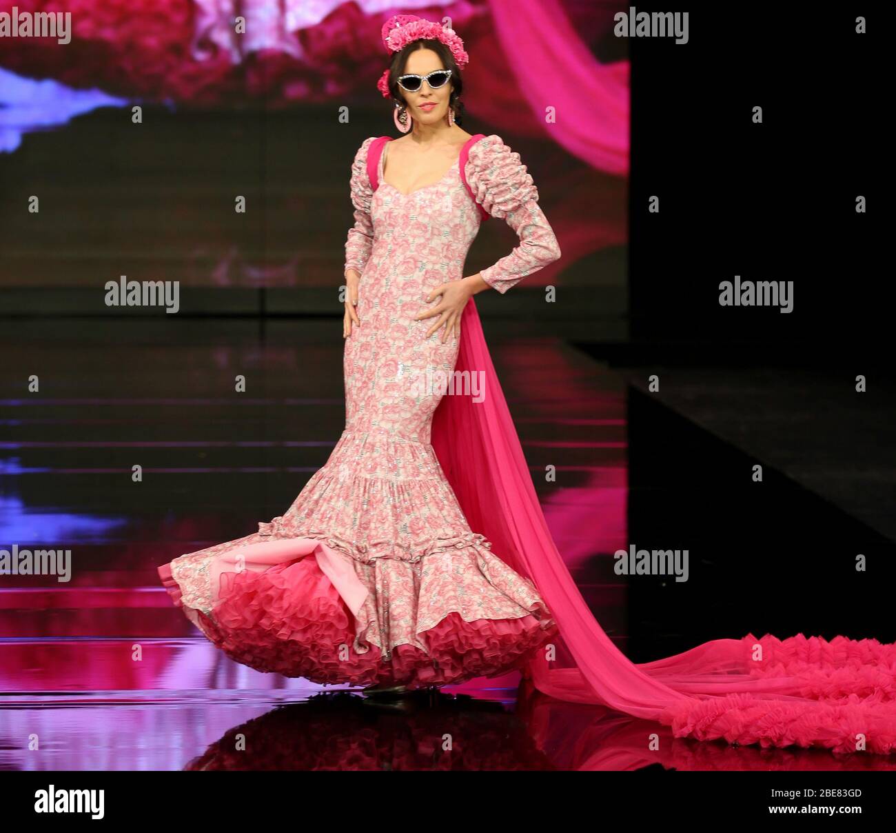 SEVILLA, SPAIN - JAN 30: Model wearing a dress from the Tora collection by designer Pilar Arregui as part of the SIMOF 2020 (Photo credit: Mickael Chavet) Stock Photo