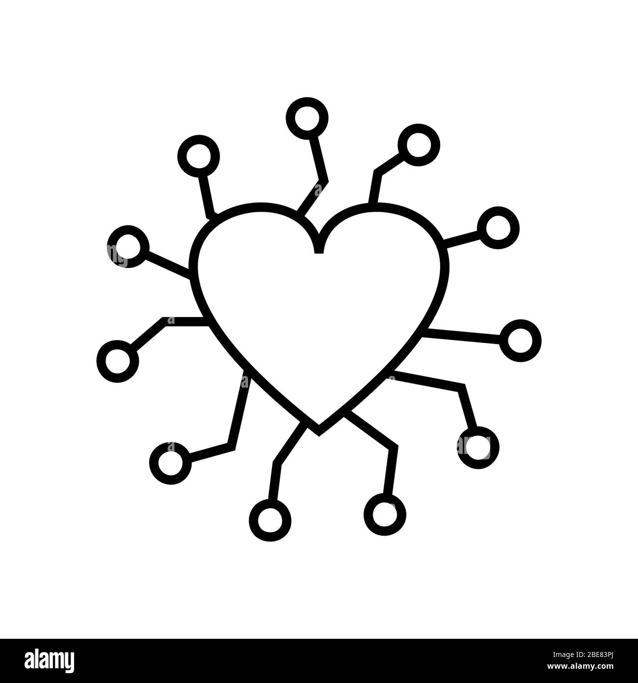 Virtual relationship Heart sign, Love Network icon Stock Vector