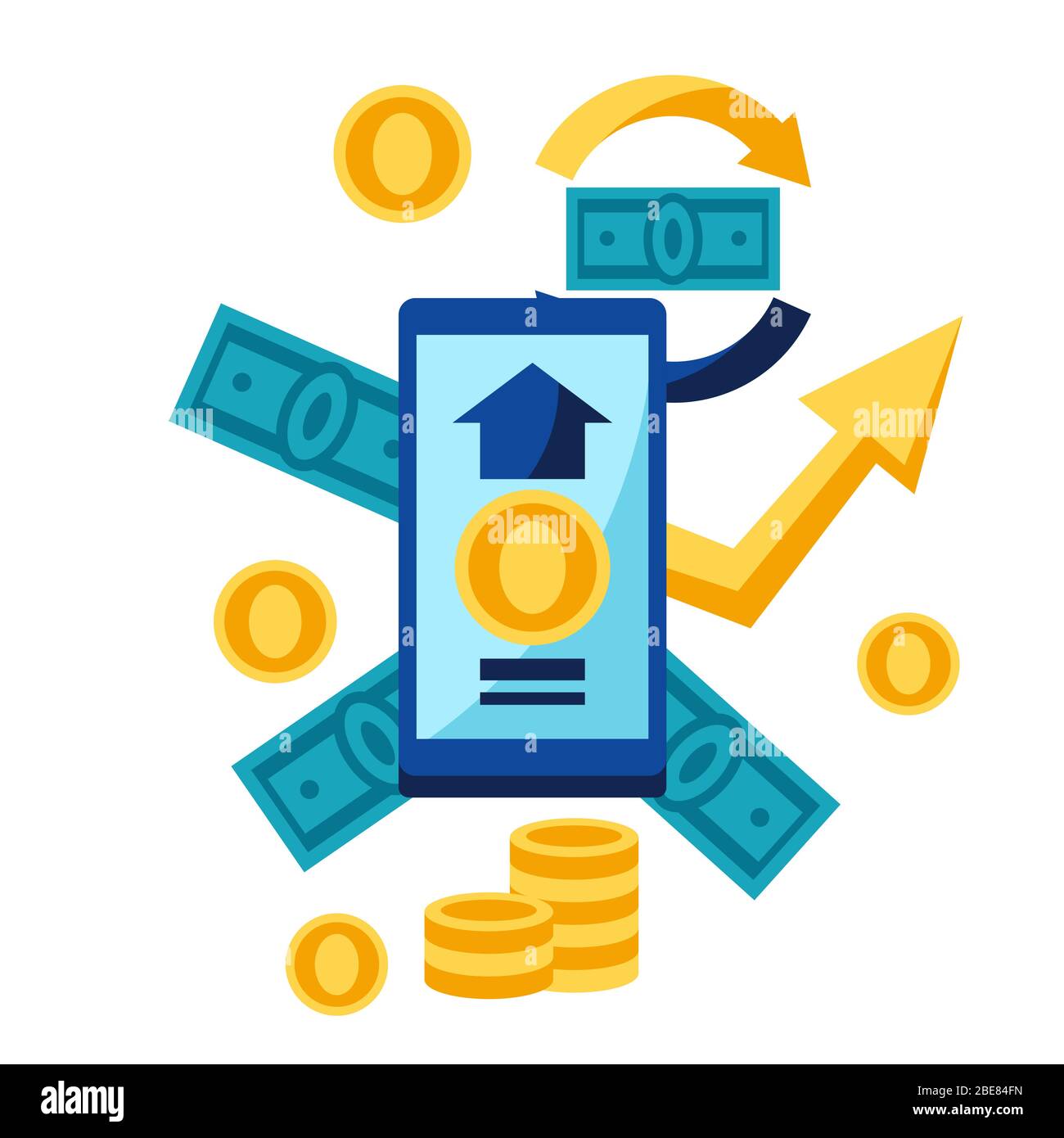 Illustration of phone and money. Stock Vector