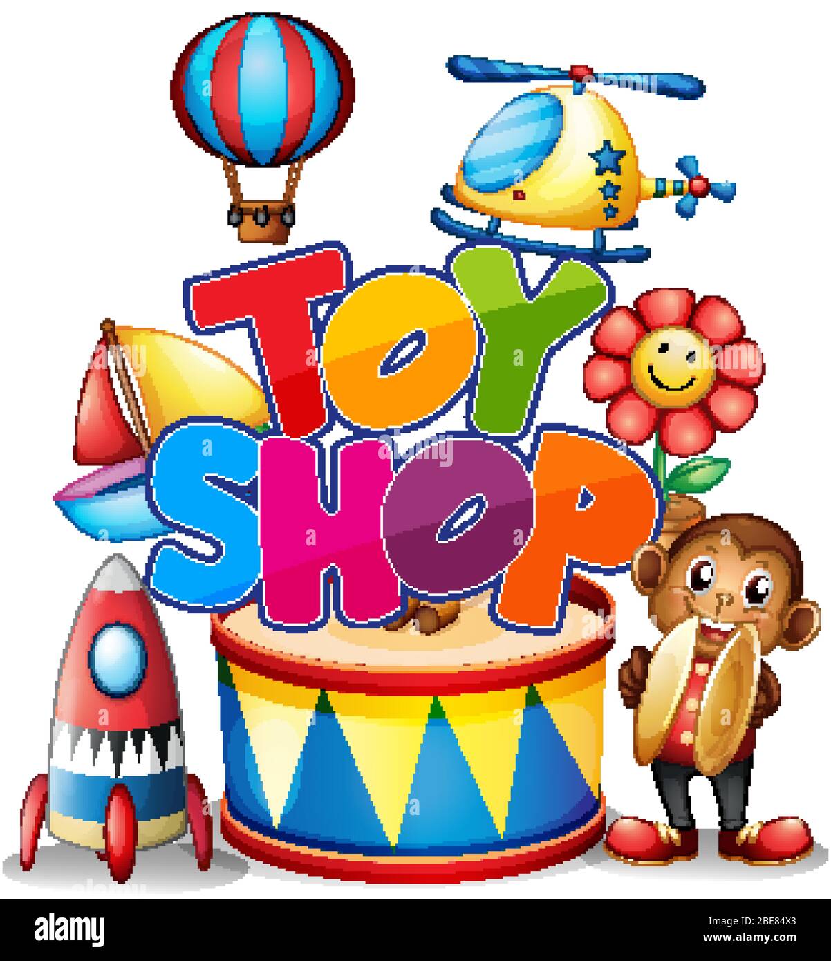 Font design for word toy shop with many toys in the shop illustration Stock  Vector Image & Art - Alamy