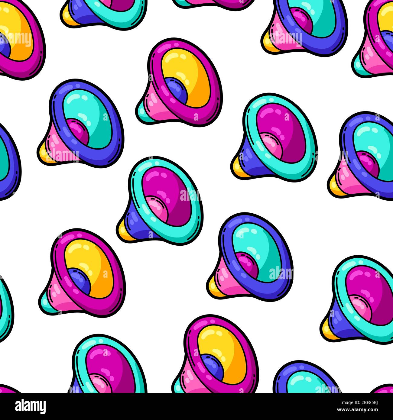 Seamless pattern with cartoon musical loudspeakers. Stock Vector