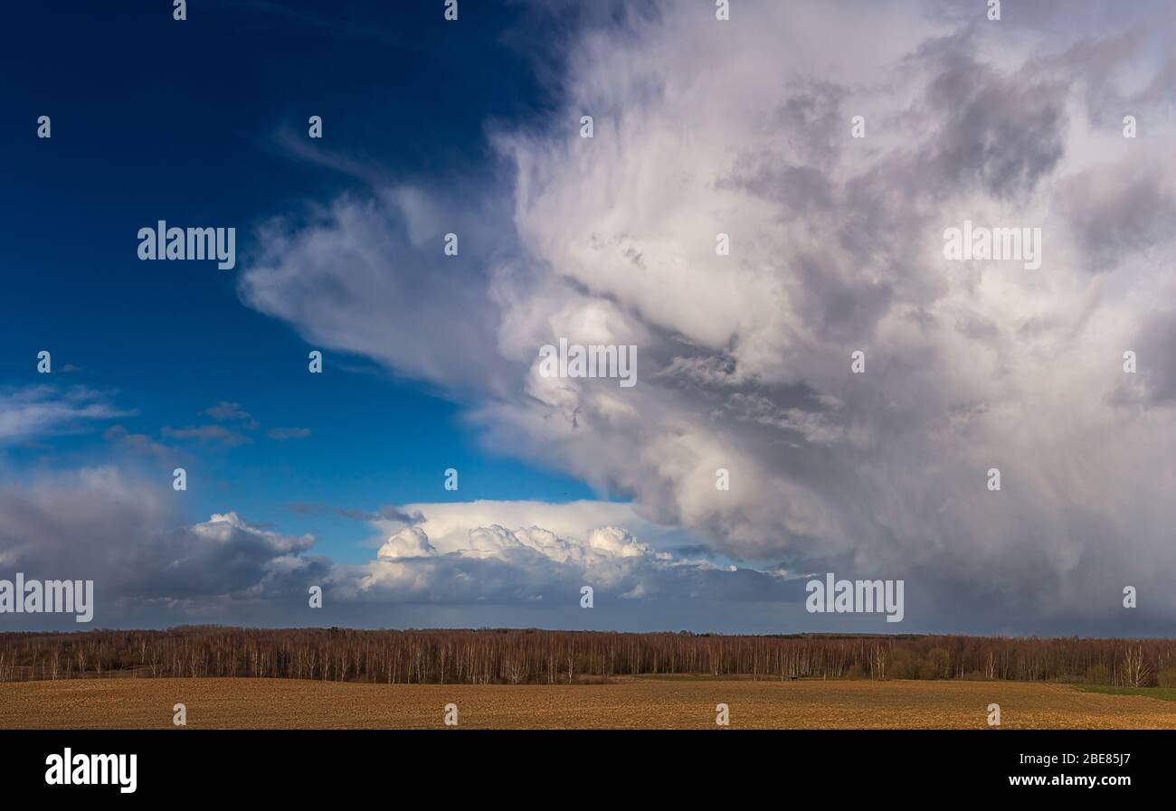 Mammatus cloud formations in severe storm clouds Stock Photo