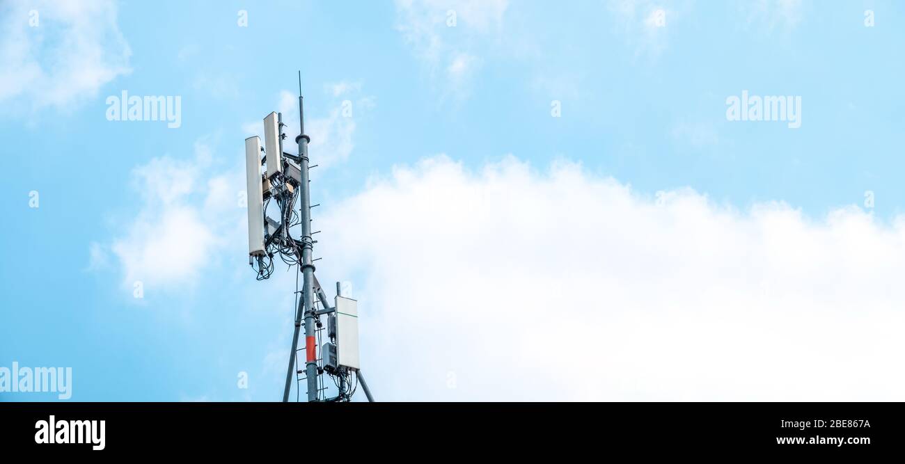 Base Station With Radio Relay Antenna Stock Photo - Download Image