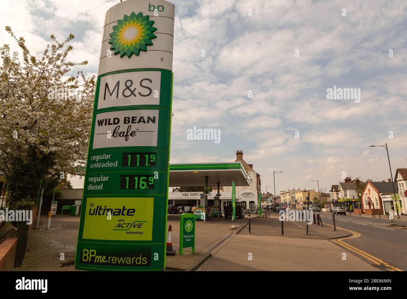 BP garage, M&S, Wild Bean Cafe, regular, diesel. WestcliffonSea, UK