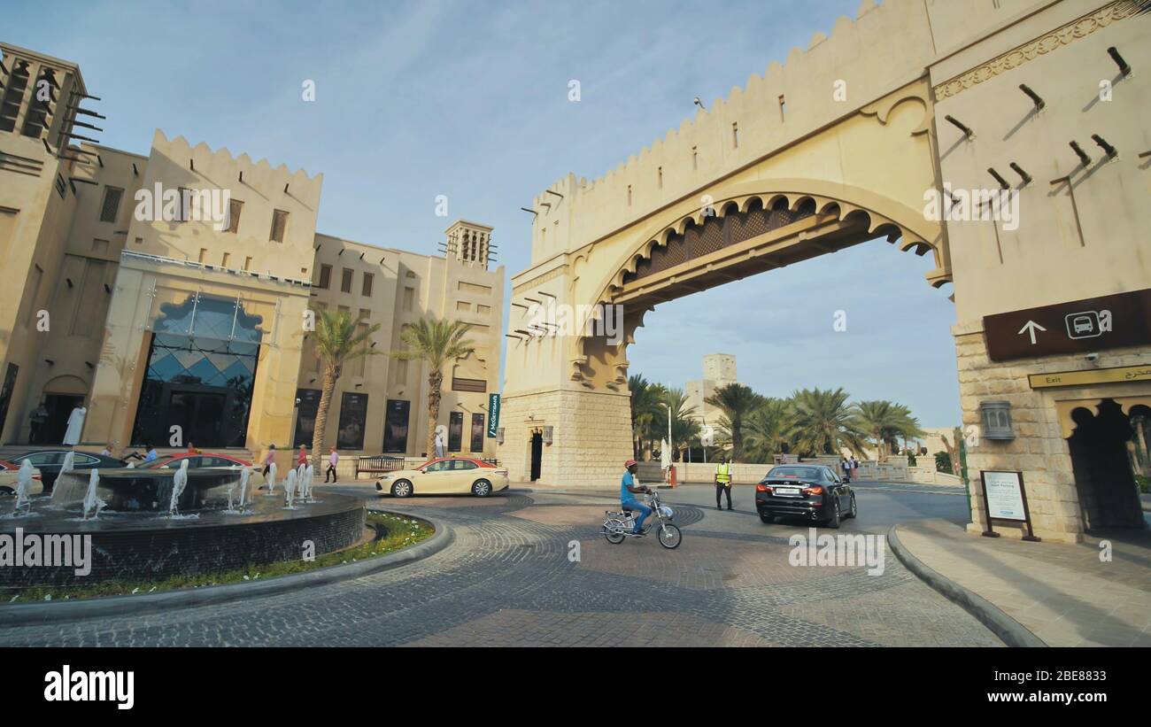 Dubai, UAE - December 14, 2019: Souk Madinat Jumeirah with tourists Stock Photo