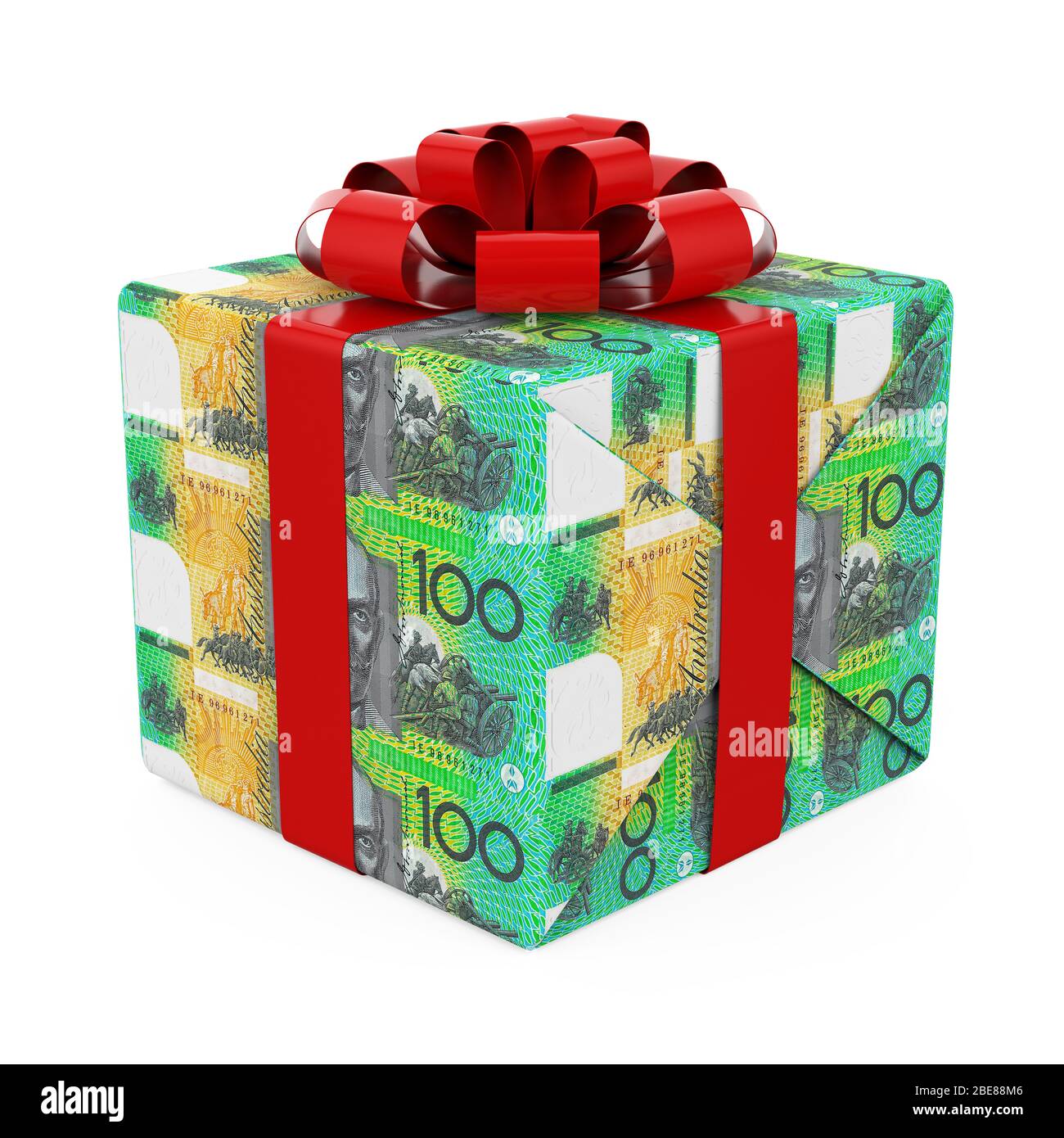 Australian Dollar Money Gift Box with Red Ribbon Isolated Stock Photo Alamy