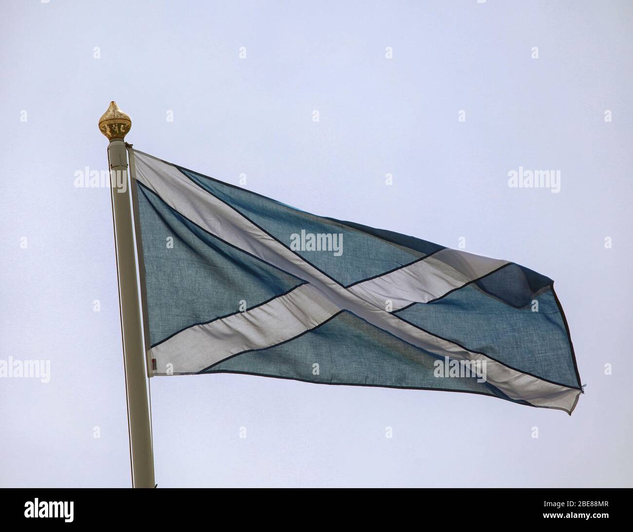 Scottish flag with st andrews cross Stock Photo