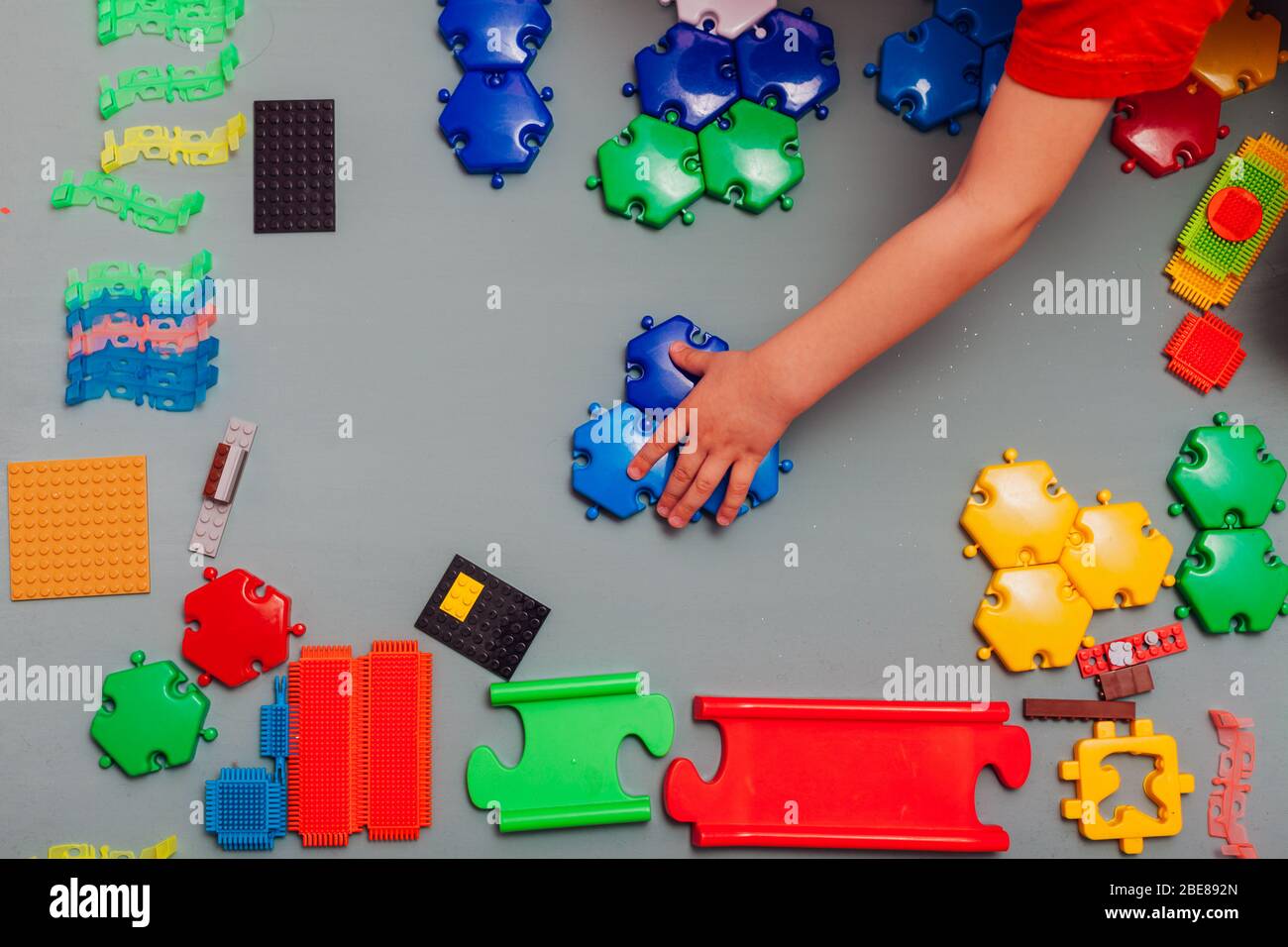 children's developing game designer for home on a gray background Stock Photo